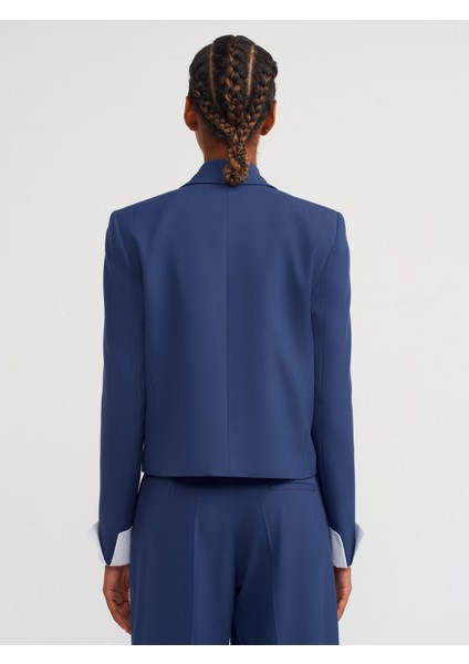 60740 Kontras Manşetli Blazer Ceket-Indigo