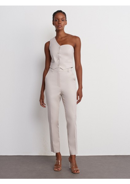 71529 Slim Fit Yüksek Bel Pantolon-Taş