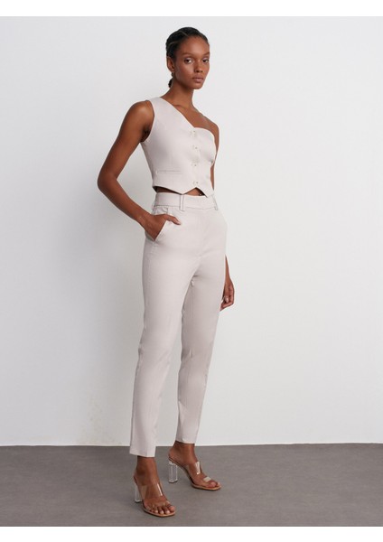 71529 Slim Fit Yüksek Bel Pantolon-Taş fırsatları