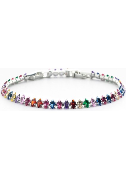 Kadın Su Yolu Mekik Bileklik, Çelik, Zirkon, Gümüş Renkli, Şık ve Zarif Takı