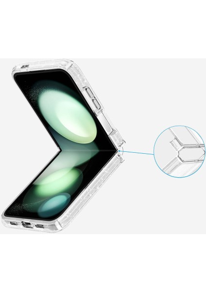 Galaxy Z Flip 6 Kılıf Magsafe Şarj Özellikli Parlayan Simli Saydam Renkli Allstar Kapak
