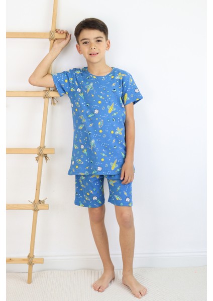 Erkek Çocuk Baskılı Pamuklu Penye Kumaş Şortlu Pijama Takımı fiyatları