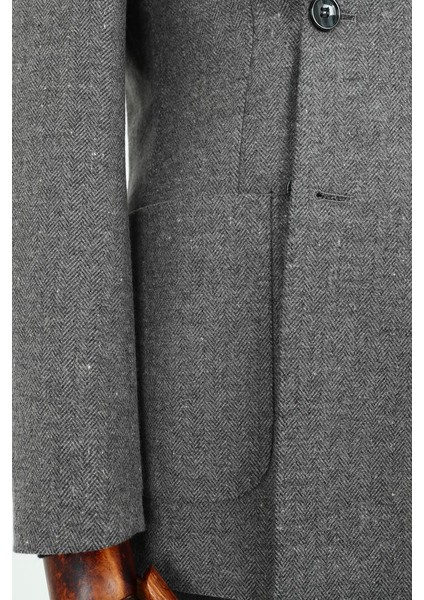 Modern Kesim Erkek Yün Ceket - Kruvaze Model - KAW5235W
