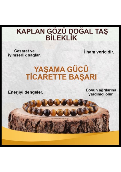 Kahverengi Kaplan Gözü Doğal Taş Bileklik, 6mm Materyal, Şık ve Doğal Tasarım