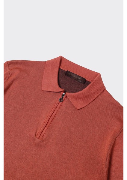 Fermuarlı Polo Yaka Erkek Pamuklu Triko Kazak - KAW6700W