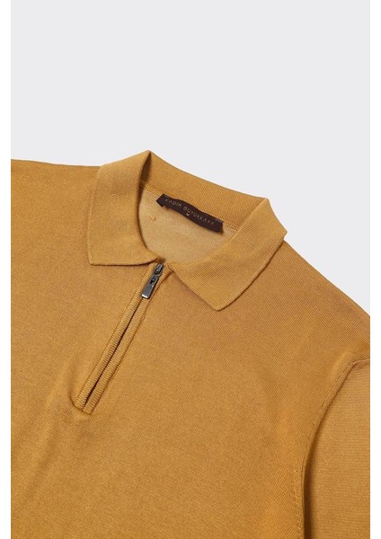 Fermuarlı Polo Yaka Erkek Pamuklu Triko Kazak - KAW6700W