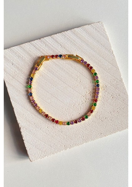 Çok Renkli Zirkon Taşlı Altın Kaplama Su Yolu Bileklik fırsatları