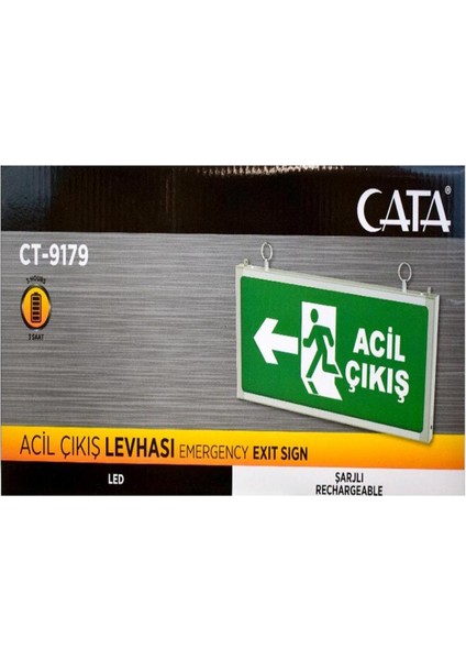 CT-9179 Acil Çıkış Levhası Ledli 3 Saat Akülü