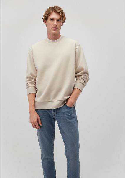 Bisiklet Yaka Bej Basic Sweatshirt 0S10276-70322