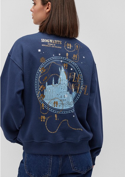 Hogwarts Baskılı Lacivert Sweatshirt 1S10265-82454