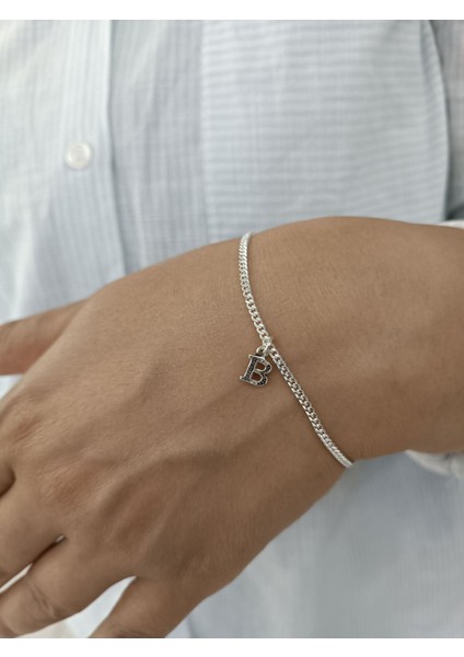 925 Ayar Gümüş Oynar Harfli Oksitli Unisex Bileklik fiyatları