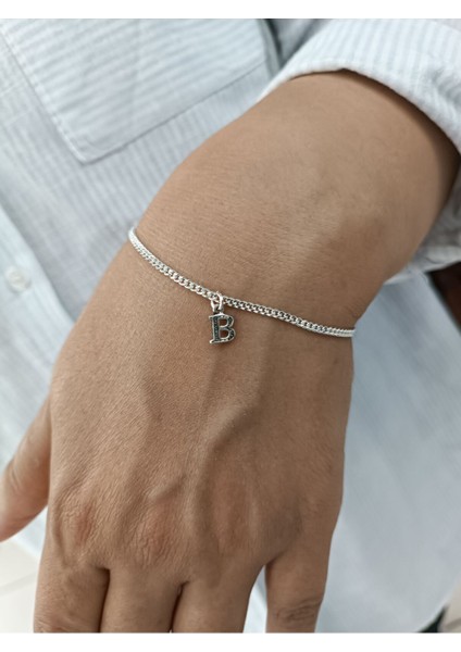 925 Ayar Gümüş Oynar Harfli Oksitli Unisex Bileklik fırsatları