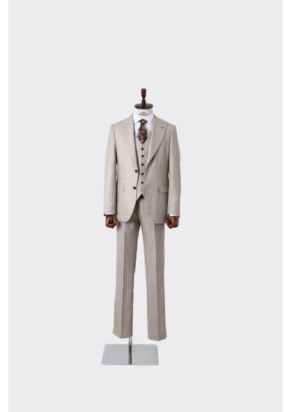Şık ve Rahat Yelekli Erkek Takım Elbise - Slim Fit Dört Mevsim Kullanılabilir - KAW1038S