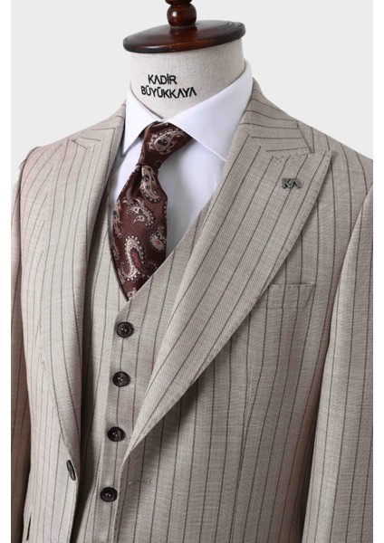 Şık ve Rahat Yelekli Erkek Takım Elbise - Slim Fit Dört Mevsim Kullanılabilir - KAW1038S