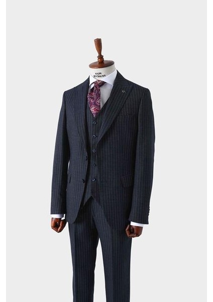 Slim Fit Viskon Karışımlı Yelekli Erkek Takım Elbise - Dört Mevsim - KAW1022S fiyatları
