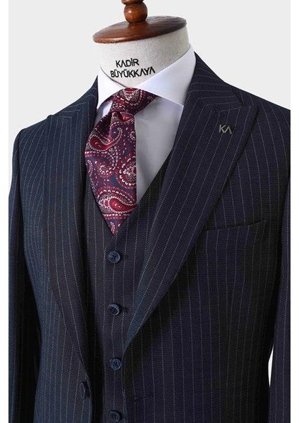 Slim Fit Viskon Karışımlı Yelekli Erkek Takım Elbise - Dört Mevsim - KAW1022S fırsatları