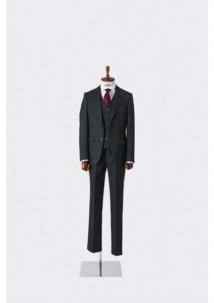 Slim Fit Viskon Karışımlı Yelekli Erkek Takım Elbise - Dört Mevsim - KAW1022S modelleri