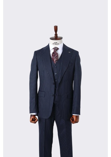 Slim Fit Yelekli Erkek Takım Elbise - Dört Mevsim Kullanılabilir Modern Kesim - KAW1023S