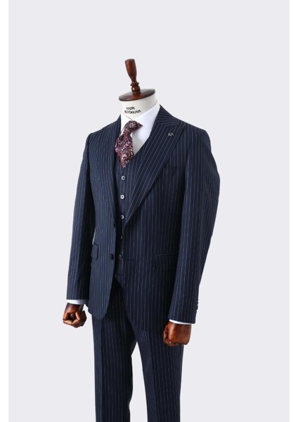 Slim Fit Yelekli Erkek Takım Elbise - Dört Mevsim Kullanılabilir Modern Kesim - KAW1023S fırsatları