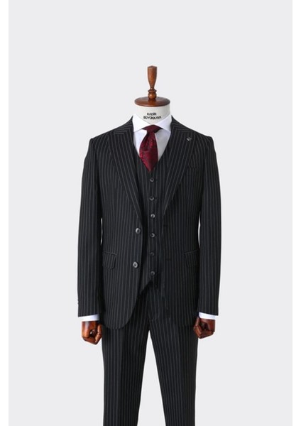 Slim Fit Yelekli Erkek Takım Elbise - Dört Mevsim Kullanılabilir Modern Kesim - KAW1023S