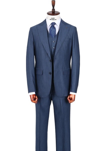 Şık ve Rahat Yelekli Erkek Takım Elbise - Slim Fit Viskon Karışımlı - KAW1029S