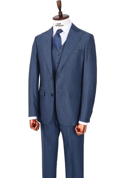 Şık ve Rahat Yelekli Erkek Takım Elbise - Slim Fit Viskon Karışımlı - KAW1029S
