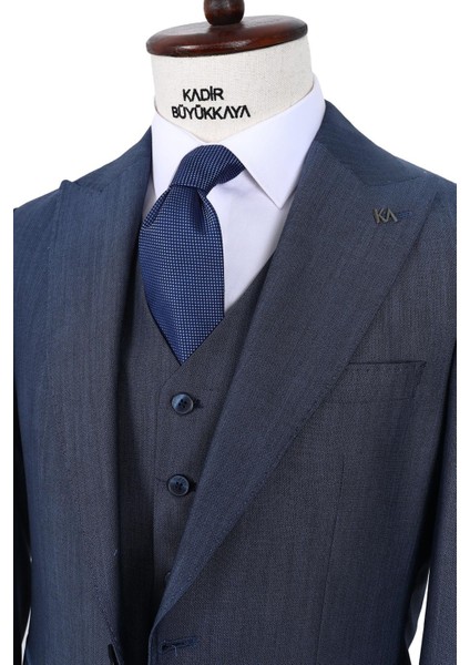 Şık ve Rahat Yelekli Erkek Takım Elbise - Slim Fit Viskon Karışımlı - KAW1029S
