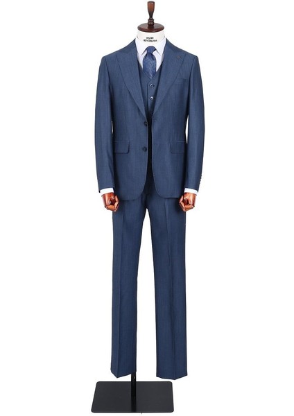Şık ve Rahat Yelekli Erkek Takım Elbise - Slim Fit Viskon Karışımlı - KAW1029S