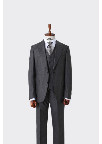 Modern Kesim Viskon Karışımlı Yelekli Erkek Takım Elbise - Slim Fit - KAW1026S