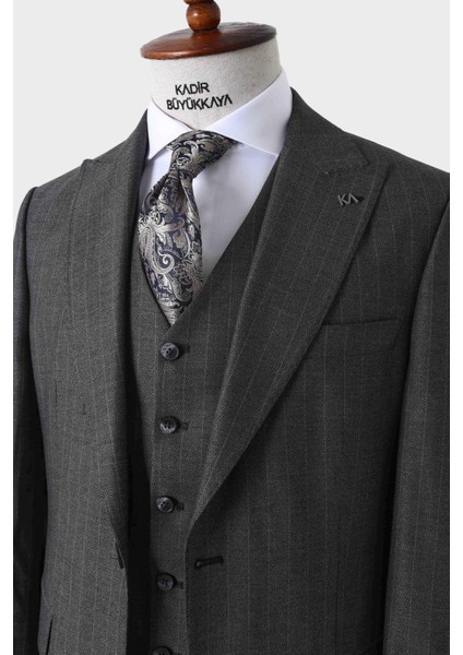Modern Kesim Viskon Karışımlı Yelekli Erkek Takım Elbise - Slim Fit - KAW1026S