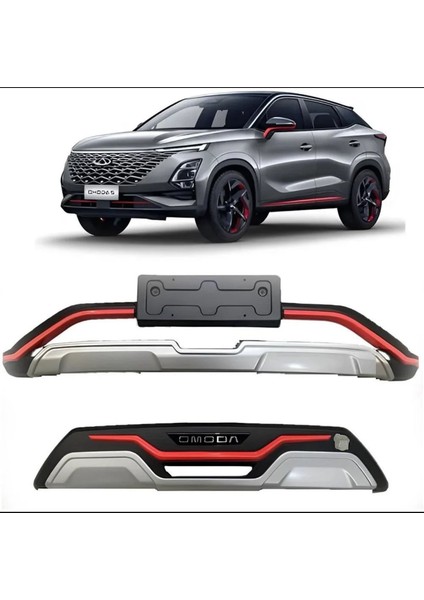 Chery omoda 5 ön ve arka tampon koruma difüzör plastik kırmızı detaylı 2022+