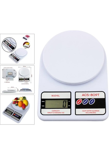 Dijital Mutfak Terazisi Pilli 10KG Bozyel ACS-809T