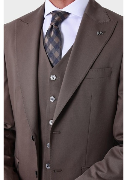 Modern ve Zarif Yelekli Erkek Takım Elbise - Slim Fit Dört Mevsim - KAW1020S
