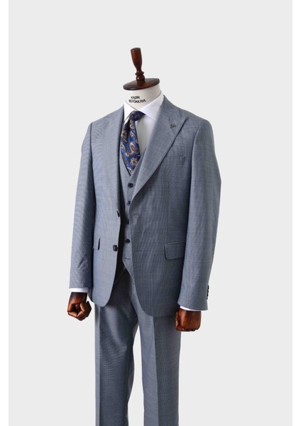 Slim Fit Viskon Karışımlı Yelekli Erkek Takım Elbise - Rahat ve Şık - KAW1004S fiyatları