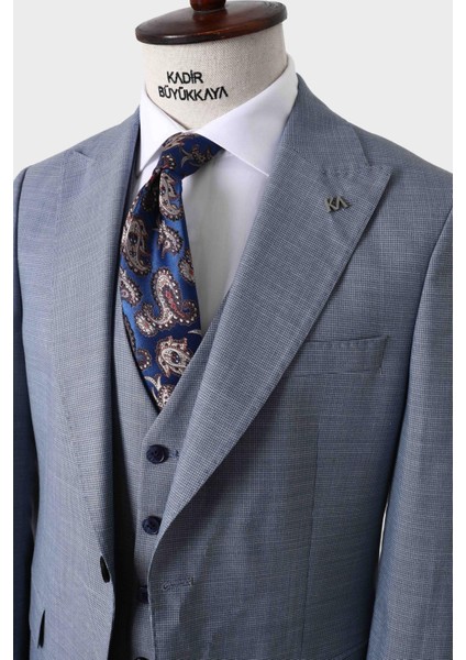 Slim Fit Viskon Karışımlı Yelekli Erkek Takım Elbise - Rahat ve Şık - KAW1004S fırsatları