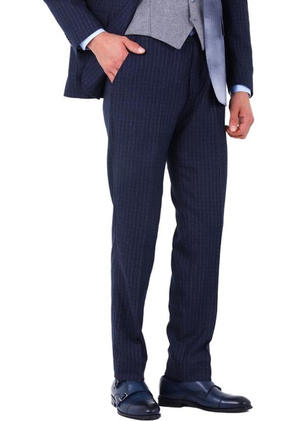 Slim Fit Viskon Karışımlı Yelekli Erkek Takım Elbise - Modern Kesim - KAW1002S indirimleri
