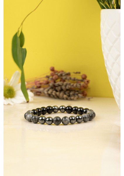 Doğal Taş Karizma Bileklik, Labradorit, Oniks, Hematit, Kahverengi, Şık ve Enerjik modelleri