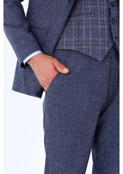 Modern ve Şık Yelekli Erkek Takım Elbise - Slim Fit Viskon Karışımlı - KAW1001S indirimleri