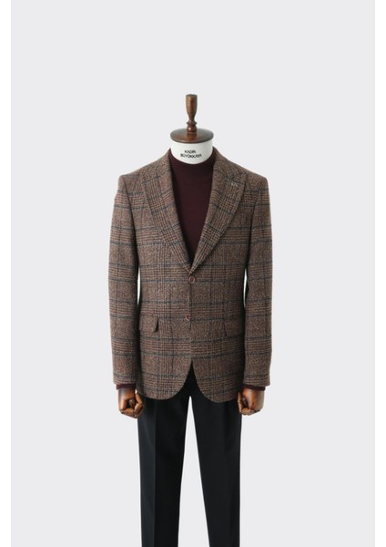 Modern Slim Fit Dar Kesim Yün Erkek Ceket - KAV5063W