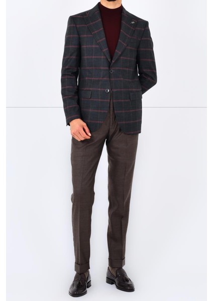 Modern ve Şık Slim Fit Dar Kesim Yün Viskon Erkek Ceket - KAV5062W