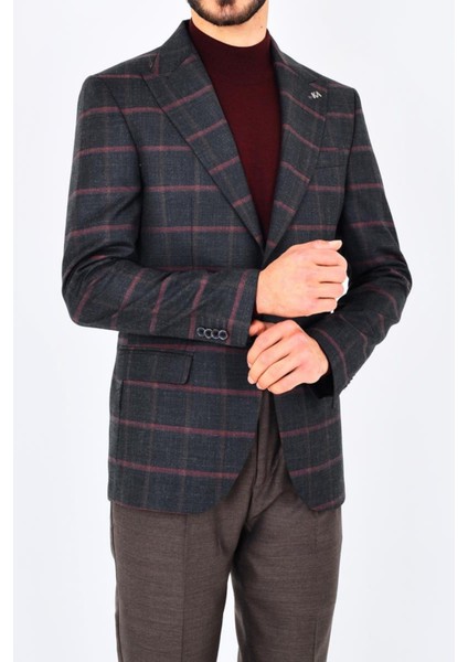 Modern ve Şık Slim Fit Dar Kesim Yün Viskon Erkek Ceket - KAV5062W fiyatları