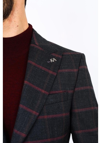 Modern ve Şık Slim Fit Dar Kesim Yün Viskon Erkek Ceket - KAV5062W modelleri