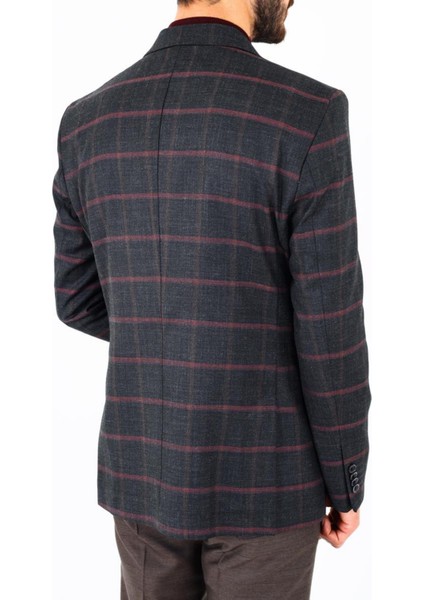 Modern ve Şık Slim Fit Dar Kesim Yün Viskon Erkek Ceket - KAV5062W indirimleri