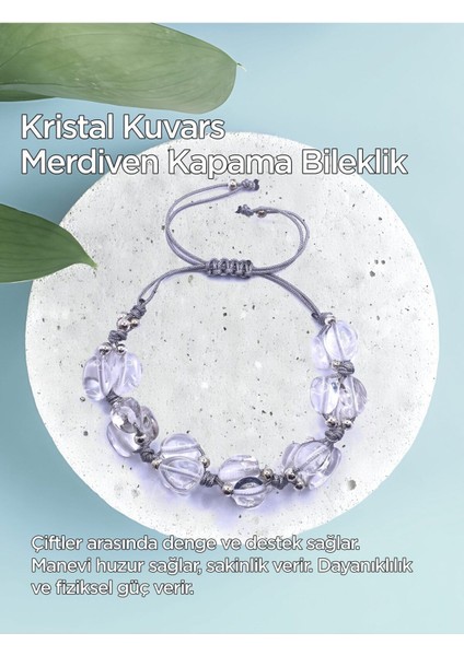 Doğal Taşlı Kristal Kuvars Bileklik, Özel Tasarım, Gümüş Renkli Merdiven Kesim fiyatları