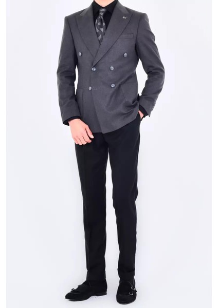 Modern Slim Fit Dar Kesim Kruvaze Erkek Viskon Ceket - KAV5251W
