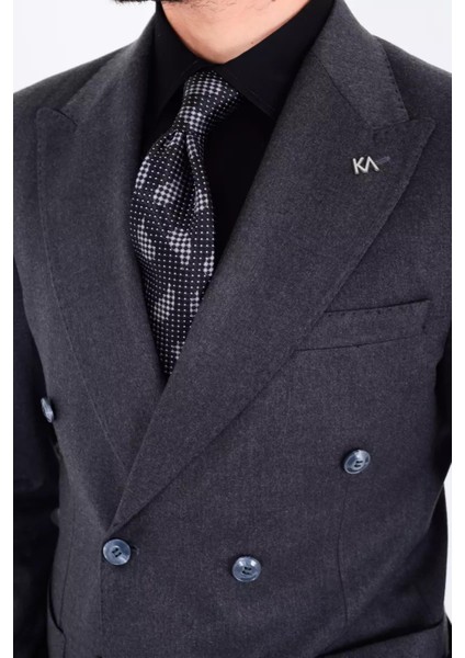 Modern Slim Fit Dar Kesim Kruvaze Erkek Viskon Ceket - KAV5251W