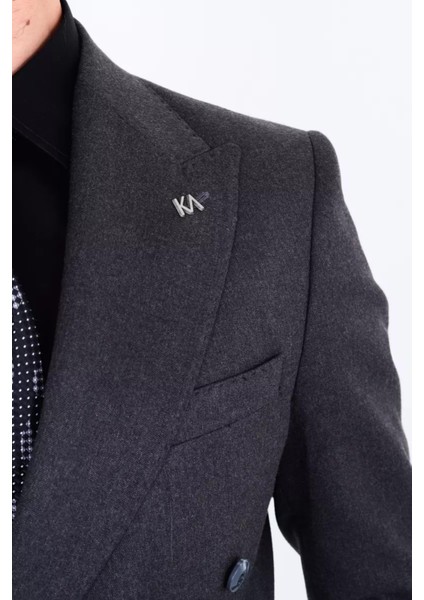 Modern Slim Fit Dar Kesim Kruvaze Erkek Viskon Ceket - KAV5251W
