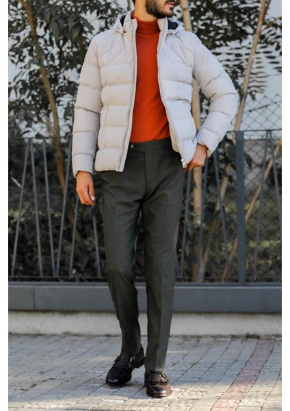 Kışlık Kapüşonlu Modern Erkek Mont - Dayanıklı Polyester Kumaş - KAV9102W