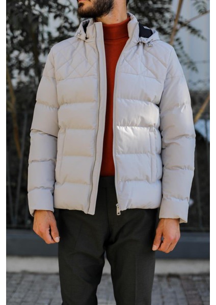 Kışlık Kapüşonlu Modern Erkek Mont - Dayanıklı Polyester Kumaş - KAV9102W fiyatları
