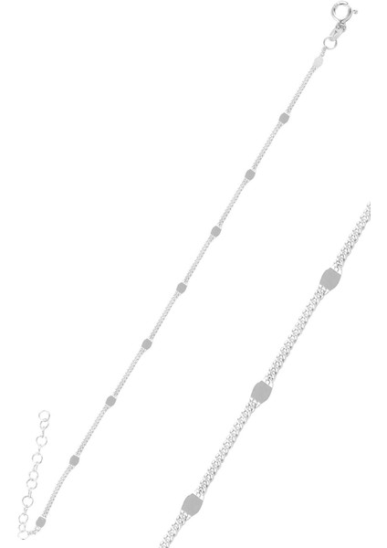 Gümüş Pullu Gurmet Zincir Bileklik, doğal taş detaylı, şık ve zarif tasarım